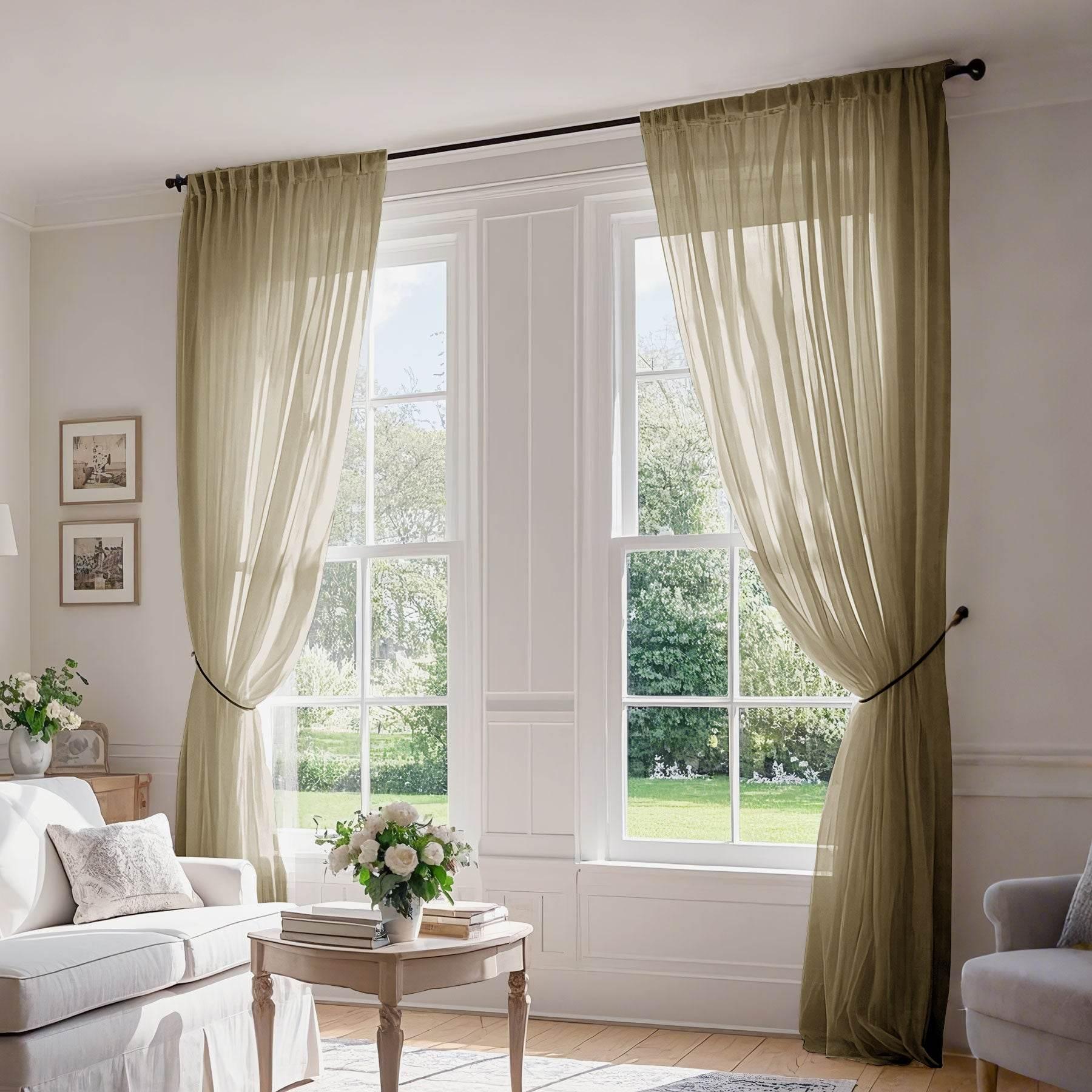 B01 Linen Textured Airy Sheer Curtain Pinch Pleat - Cololeaf -- #30 Light Grey