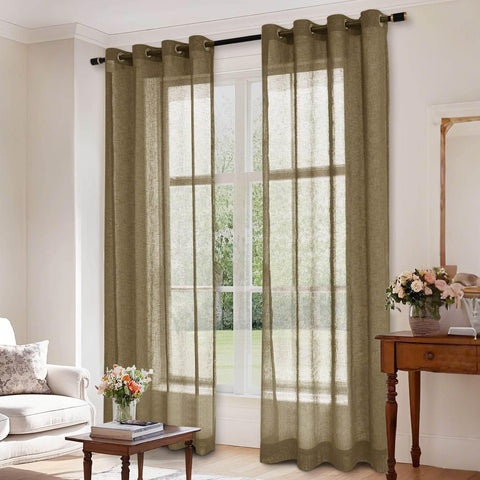 B01 Linen Textured Airy Sheer Curtain Grommet - Cololeaf -- #30 Light Grey
