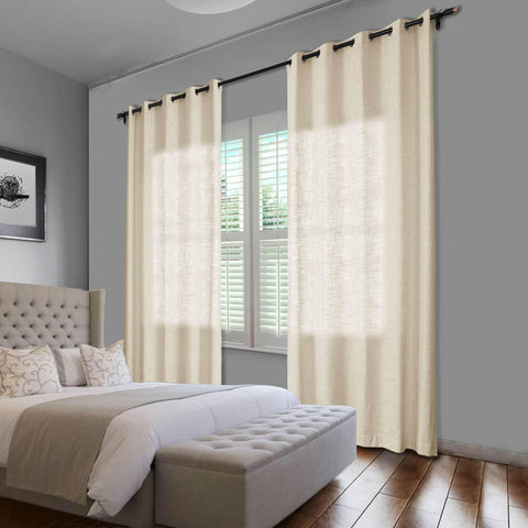 1908 Linen Blend Breathable & Natural Curtain Nickle Grommet - Cololeaf -- #1 Beige White