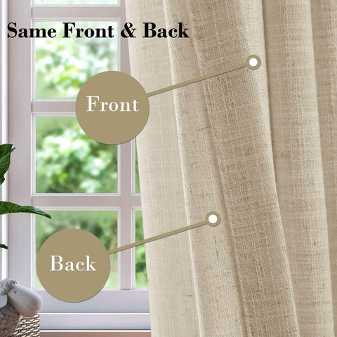 1908 Linen Blend Breathable & Natural Curtain Tab Top - Cololeaf -- #1 Beige White