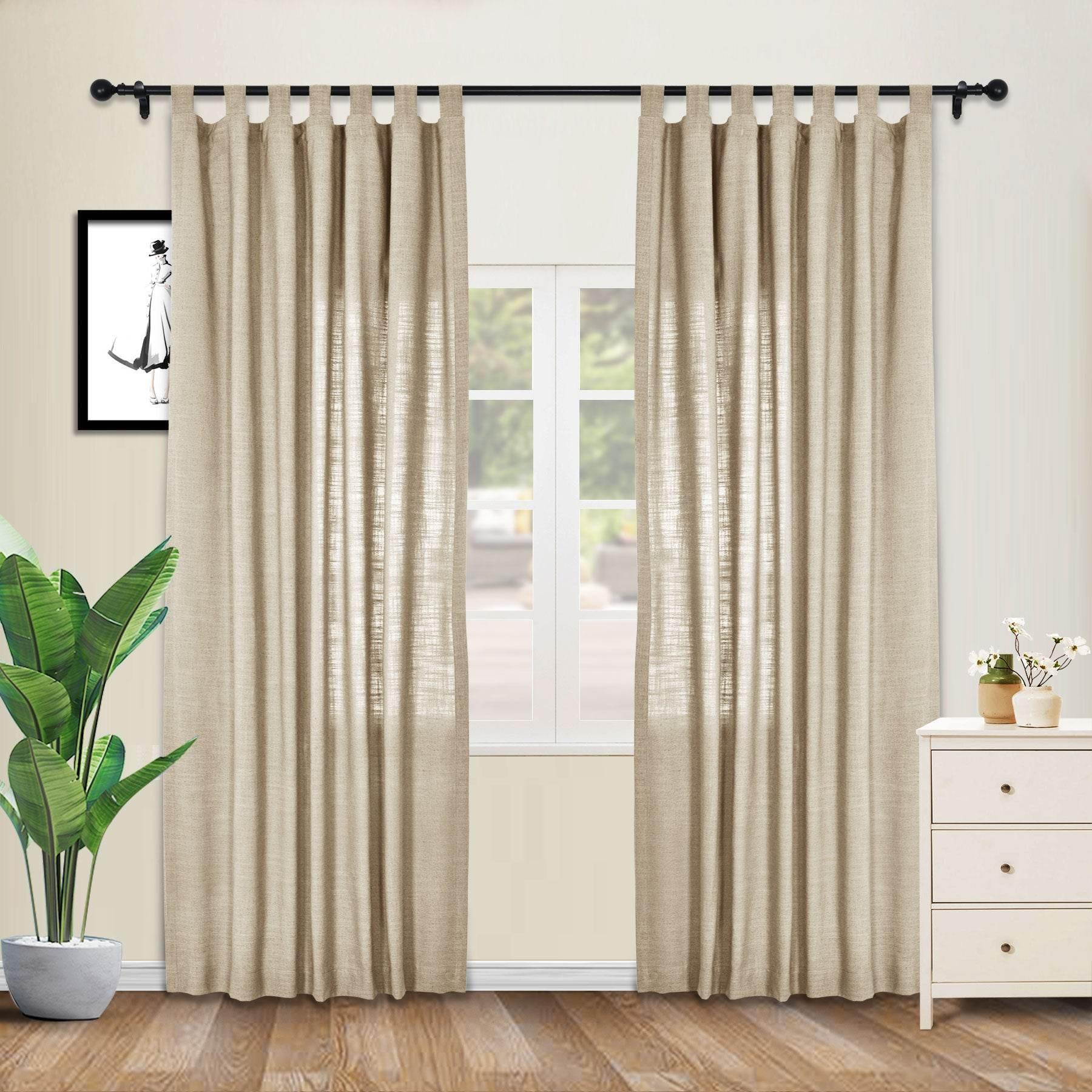 1908 Linen Blend Breathable & Natural Curtain Tab Top - Cololeaf -- #1 Beige White