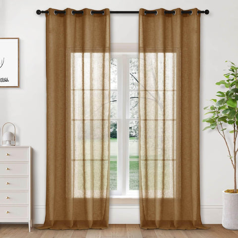 B01 Linen Textured Airy Sheer Curtain Grommet - Cololeaf -- #30 Light Grey