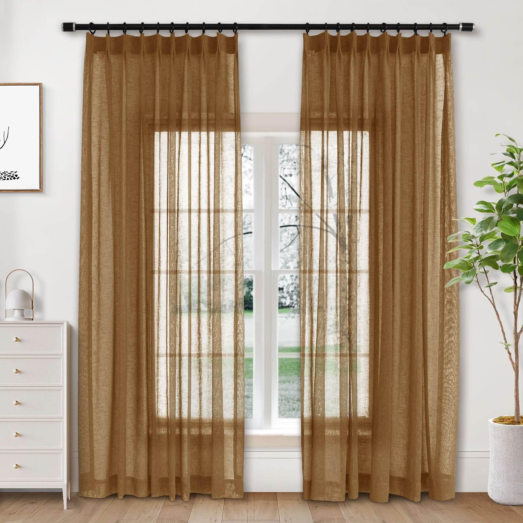 B01 Linen Textured Airy Sheer Curtain Pinch Pleat - Cololeaf -- #30 Light Grey