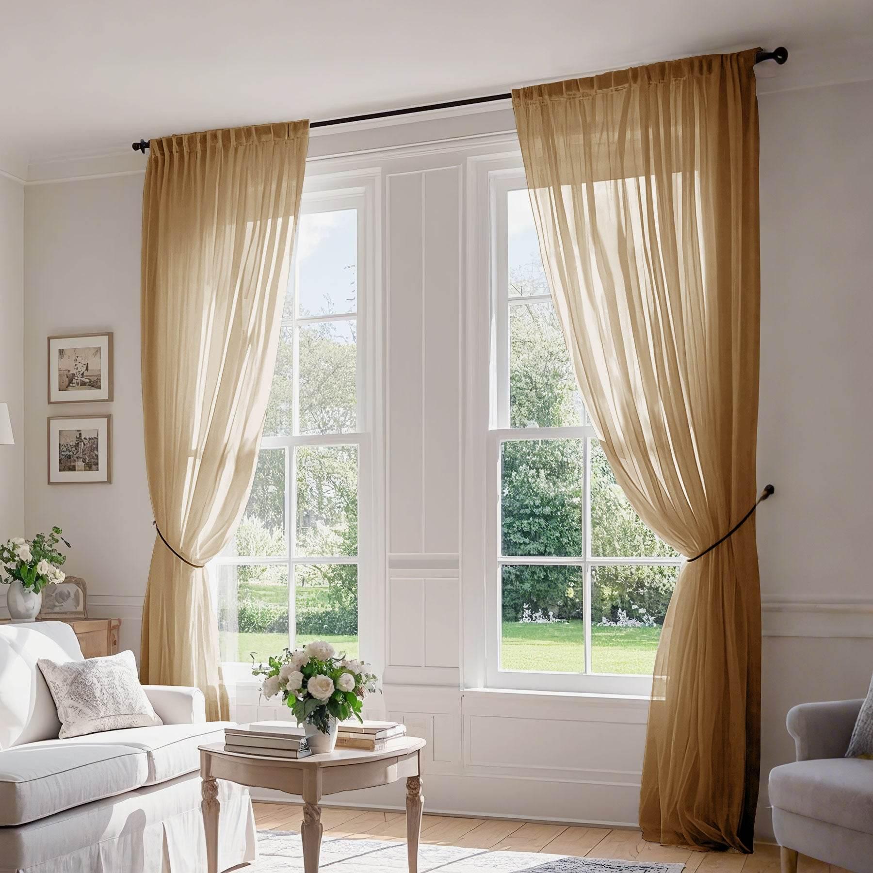 B01 Linen Textured Airy Sheer Curtain Pinch Pleat - Cololeaf -- #30 Light Grey