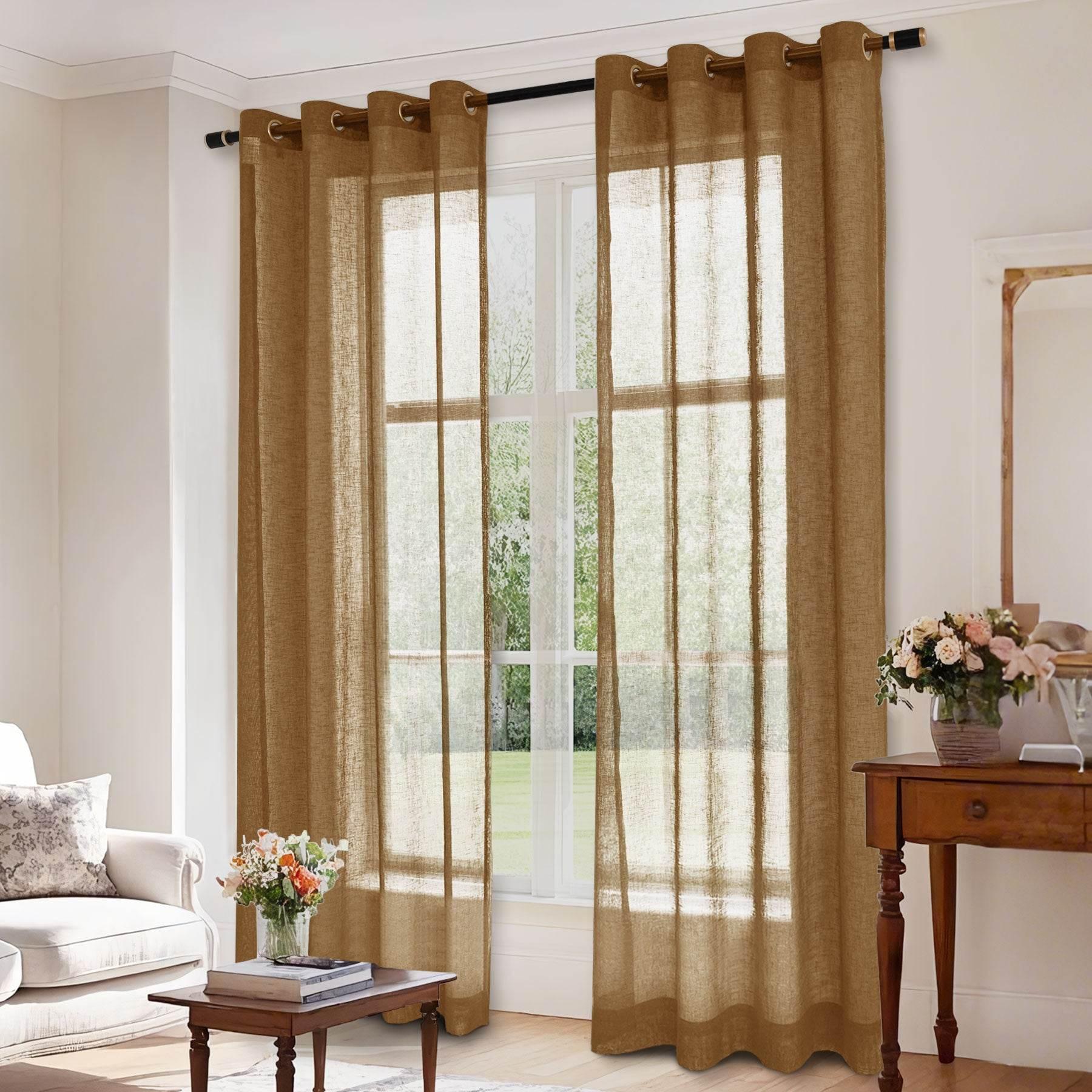 B01 Linen Textured Airy Sheer Curtain Grommet - Cololeaf -- #30 Light Grey