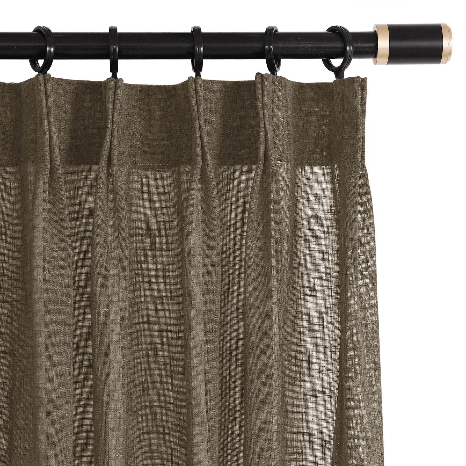 B01 Linen Textured Airy Sheer Curtain Pinch Pleat - Cololeaf -- #30 Light Grey
