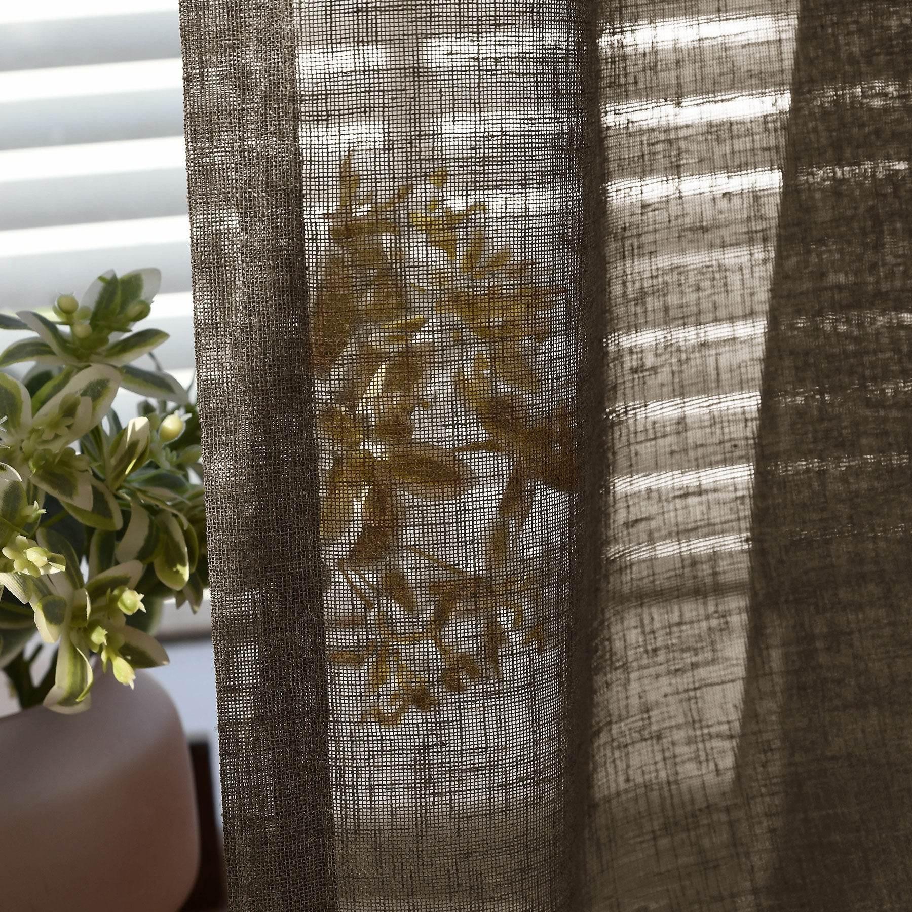 B01 Linen Textured Airy Sheer Curtain Grommet - Cololeaf -- #30 Light Grey