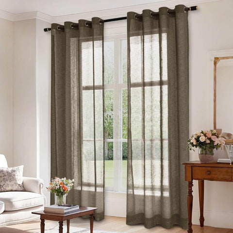 B01 Linen Textured Airy Sheer Curtain Grommet - Cololeaf -- #30 Light Grey