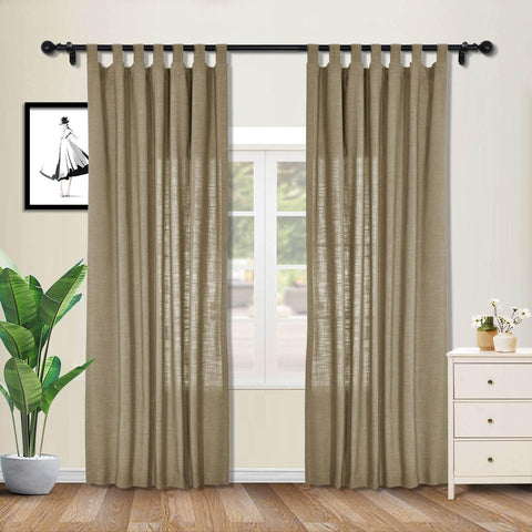 1908 Linen Blend Breathable & Natural Curtain Tab Top - Cololeaf -- #1 Beige White
