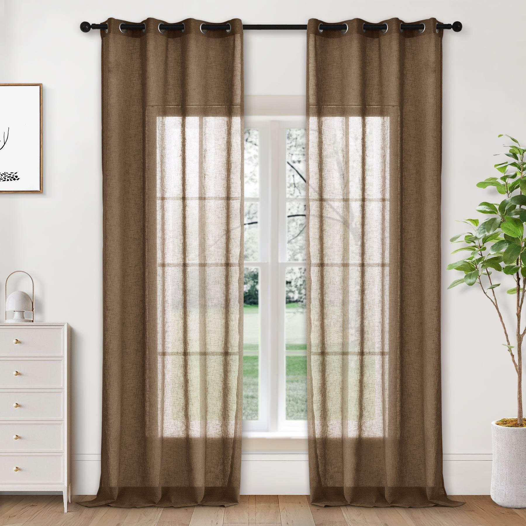 B01 Linen Textured Airy Sheer Curtain Grommet - Cololeaf -- #30 Light Grey