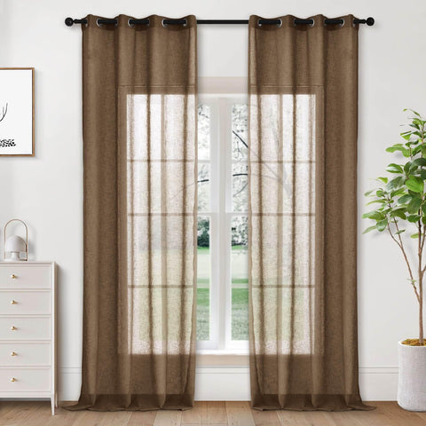 B01 Linen Textured Airy Sheer Curtain Grommet - Cololeaf -- #30 Light Grey