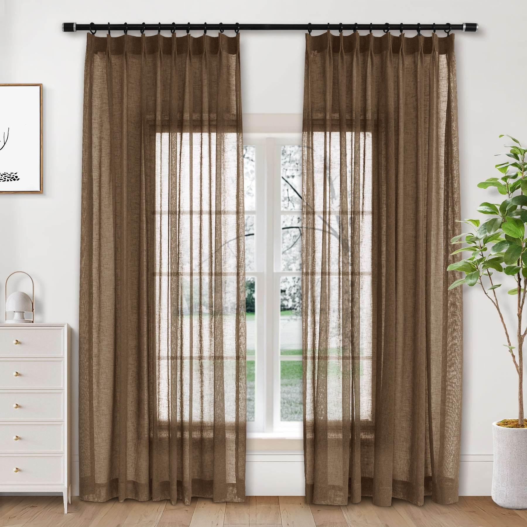 B01 Linen Textured Airy Sheer Curtain Pinch Pleat - Cololeaf -- #30 Light Grey