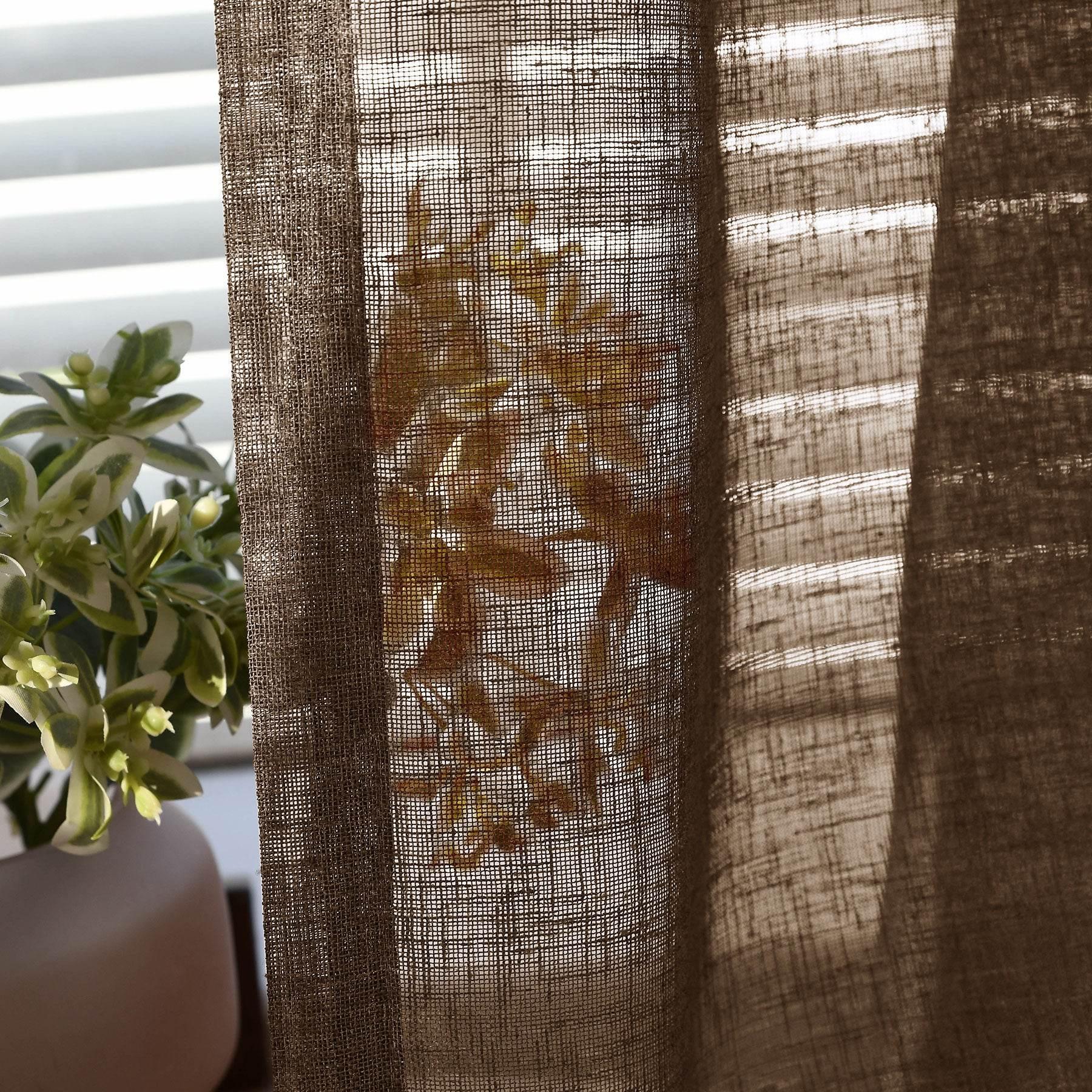 B01 Linen Textured Airy Sheer Curtain Grommet - Cololeaf -- #30 Light Grey