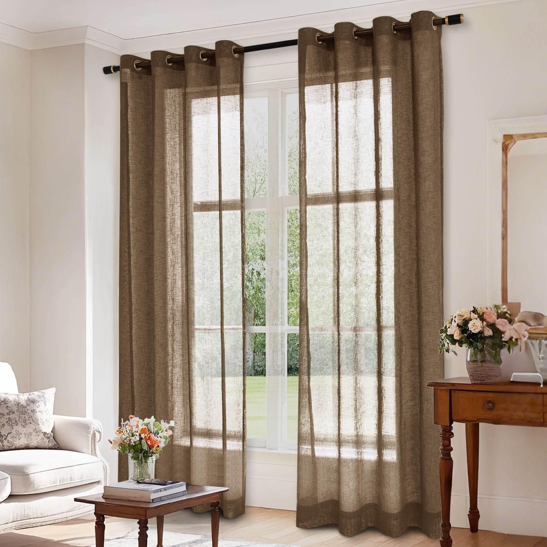 B01 Linen Textured Airy Sheer Curtain Grommet - Cololeaf -- #30 Light Grey