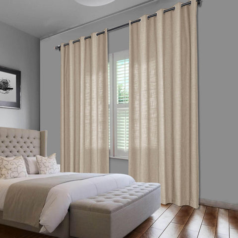 1908 Linen Blend Breathable & Natural Curtain Nickle Grommet - Cololeaf -- #1 Beige White
