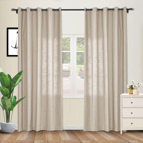 1908 Linen Blend Breathable & Natural Curtain Nickle Grommet - Cololeaf -- #1 Beige White