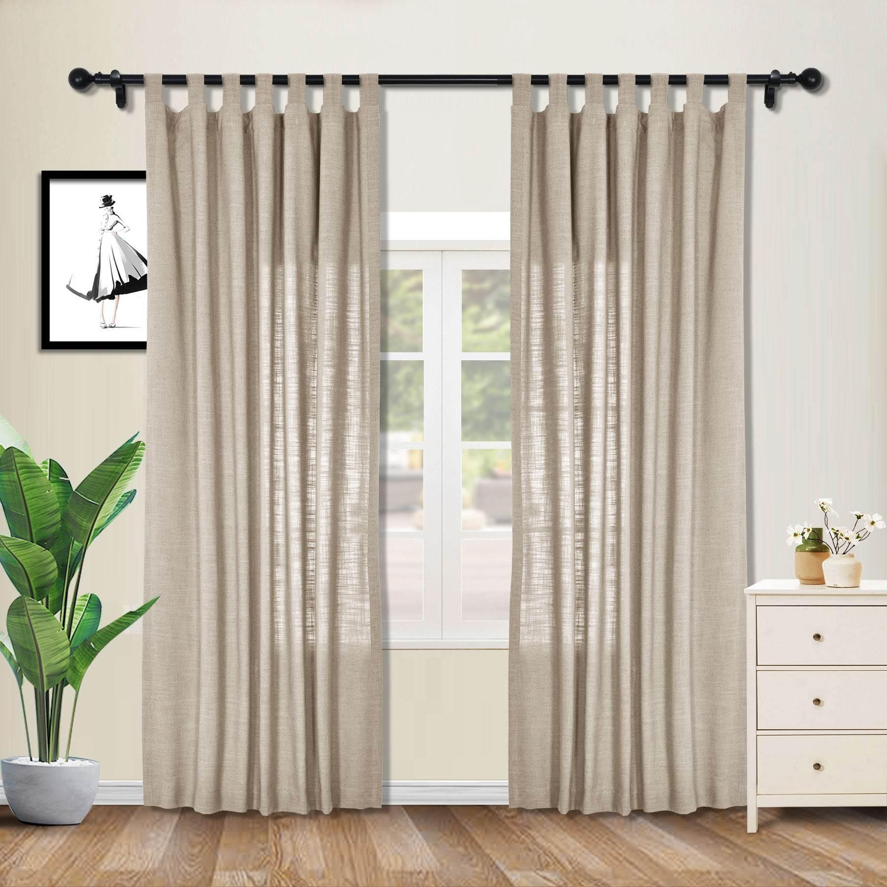 1908 Linen Blend Breathable & Natural Curtain Tab Top - Cololeaf -- #1 Beige White