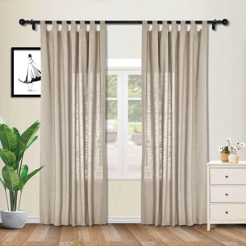 1908 Linen Blend Breathable & Natural Curtain Tab Top - Cololeaf -- #1 Beige White