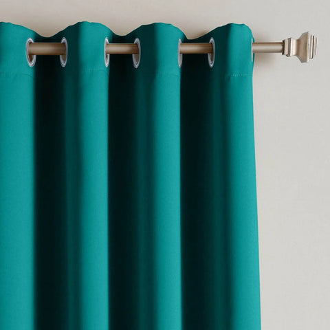 Rose Extra Wide Outdoor Curtains Waterproof Thermal Insulated Blackout Top Grommet - Cololeaf -- Turquoise