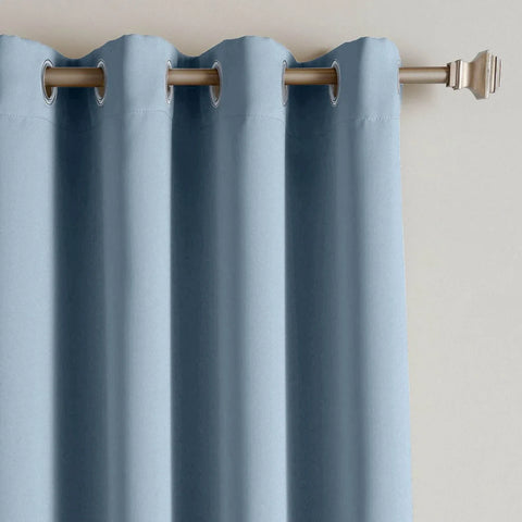 Rose Extra Wide Outdoor Curtains Waterproof Thermal Insulated Blackout Top Grommet - Cololeaf -- Sky Blue