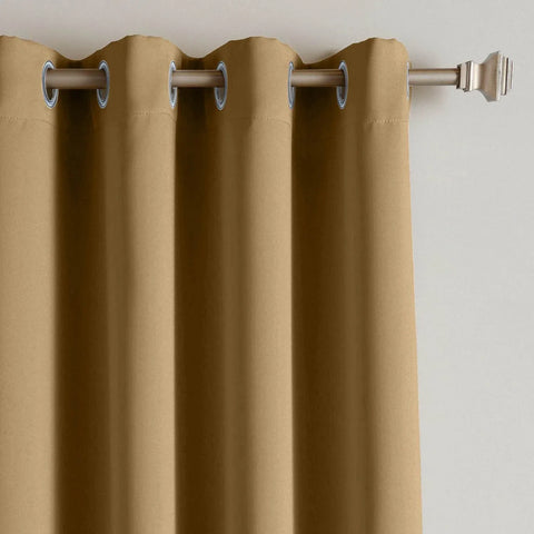 Rose Extra Wide Outdoor Curtains Waterproof Thermal Insulated Blackout Top Grommet - Cololeaf -- Wheat