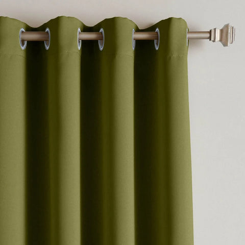 Rose Extra Wide Outdoor Curtains Waterproof Thermal Insulated Blackout Top Grommet - Cololeaf -- Olive