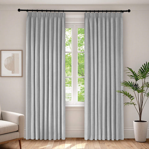 1041 100% Blackout Soft Chenille Linen Blend Curtain Pinch Pleat 1 Panel