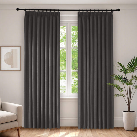1041 100% Blackout Soft Chenille Linen Blend Curtain Pinch Pleat 1 Panel
