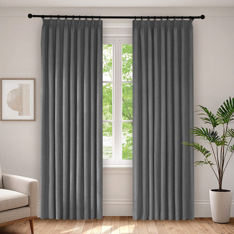 1041 100% Blackout Soft Chenille Linen Blend Curtain Pinch Pleat 1 Panel