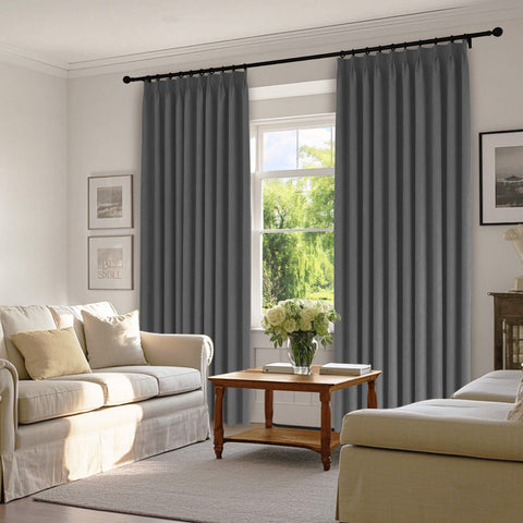 1041 100% Blackout Soft Chenille Linen Blend Curtain Pinch Pleat 1 Panel