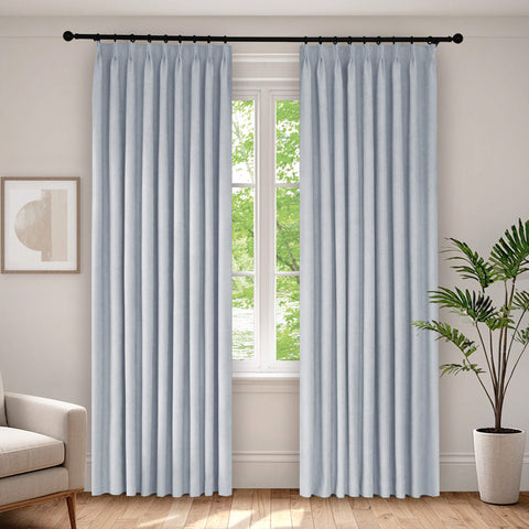 1041 100% Blackout Soft Chenille Linen Blend Curtain Pinch Pleat 1 Panel