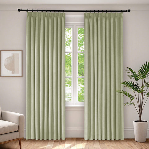 1041 100% Blackout Soft Chenille Linen Blend Curtain Pinch Pleat 1 Panel
