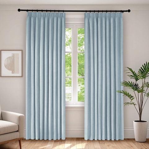 1041 100% Blackout Soft Chenille Linen Blend Curtain Pinch Pleat 1 Panel