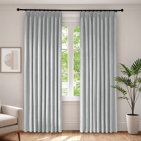 1041 100% Blackout Soft Chenille Linen Blend Curtain Pinch Pleat 1 Panel