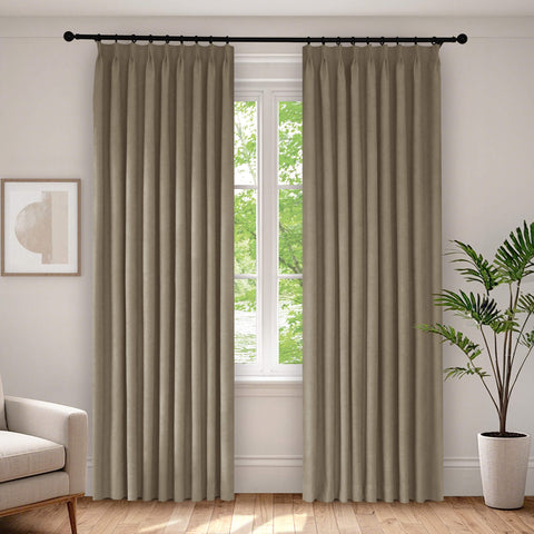 1041 100% Blackout Soft Chenille Linen Blend Curtain Pinch Pleat 1 Panel