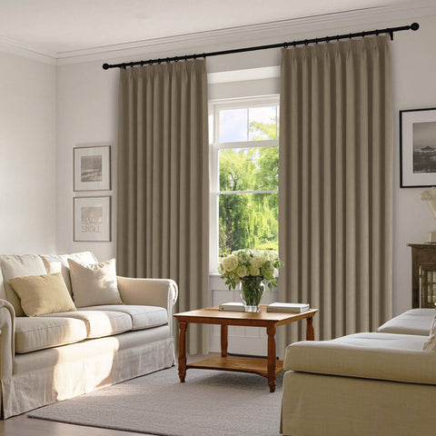 1041 100% Blackout Soft Chenille Linen Blend Curtain Pinch Pleat 1 Panel
