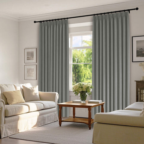 1041 100% Blackout Soft Chenille Linen Blend Curtain Pinch Pleat 1 Panel