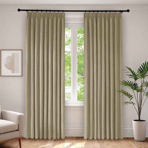 1041 100% Blackout Soft Chenille Linen Blend Curtain Pinch Pleat 1 Panel