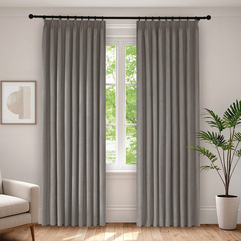 1041 100% Blackout Soft Chenille Linen Blend Curtain Pinch Pleat 1 Panel