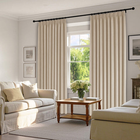 1041 100% Blackout Soft Chenille Linen Blend Curtain Pinch Pleat 1 Panel