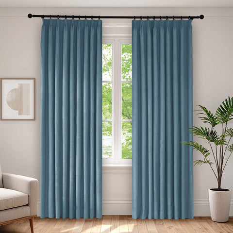 1041 100% Blackout Soft Chenille Linen Blend Curtain Pinch Pleat 1 Panel