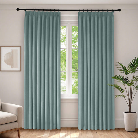 1041 100% Blackout Soft Chenille Linen Blend Curtain Pinch Pleat 1 Panel