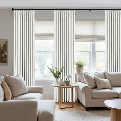 3009 Reversible 100% Blackout Linen Blend Curtain Pinch Pleat 1 Panel