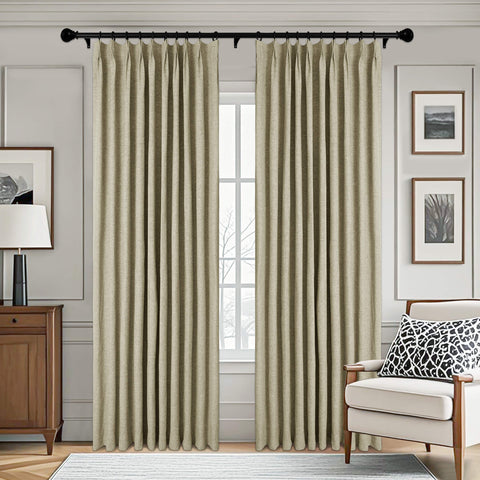 3009 Reversible 100% Blackout Linen Blend Curtain Pinch Pleat 1 Panel