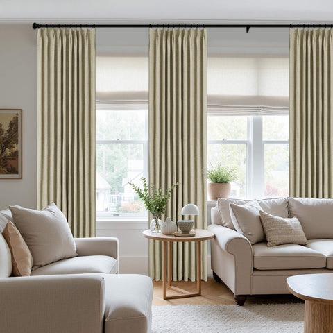 3009 Reversible 100% Blackout Linen Blend Curtain Pinch Pleat 1 Panel