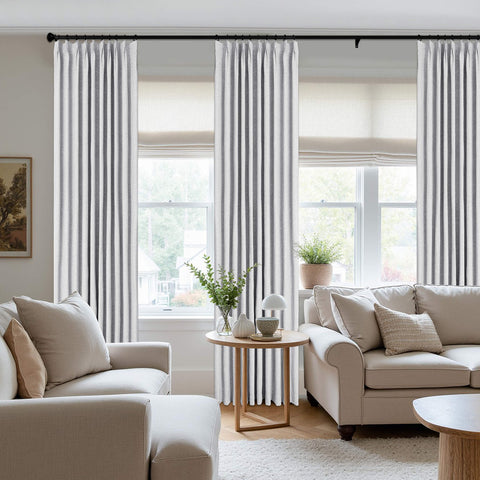 3009 Reversible 100% Blackout Linen Blend Curtain Pinch Pleat 1 Panel