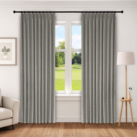 1044 100% Blackout Heavyweight 350GSM Linen Texture Drapes Pinch Pleat 1 Panel
