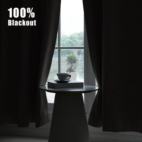 1044 100% Blackout Heavyweight 350GSM Linen Texture Drapes Pinch Pleat 1 Panel