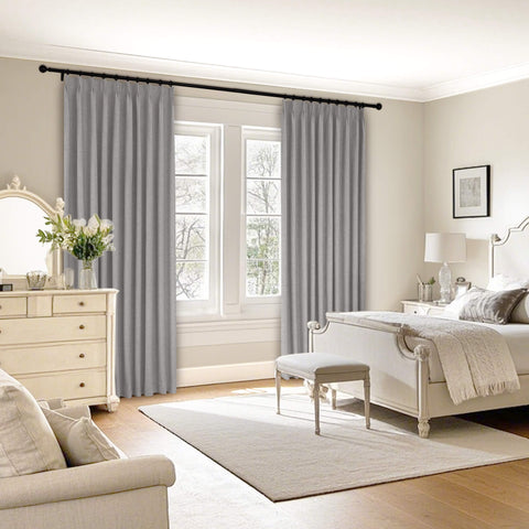 1044 100% Blackout Heavyweight 350GSM Linen Texture Drapes Pinch Pleat 1 Panel