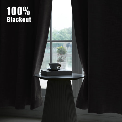 1044 100% Blackout Heavyweight 350GSM Linen Texture Drapes Pinch Pleat 1 Panel